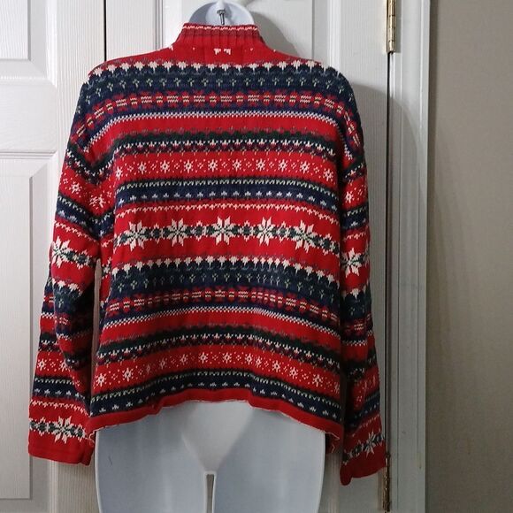 Heirloom Collection Vintage winter holiday zip front sweater cardigan Sz XL EUC - Picture 5 of 6